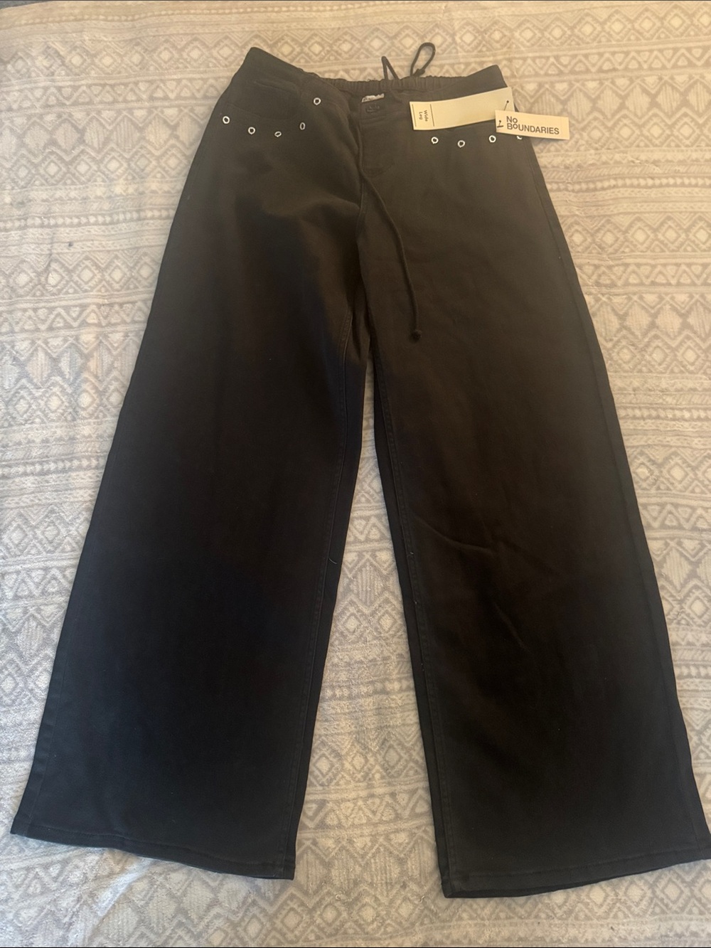 No Boundaries Black Wide Leg Drawstring Jeans